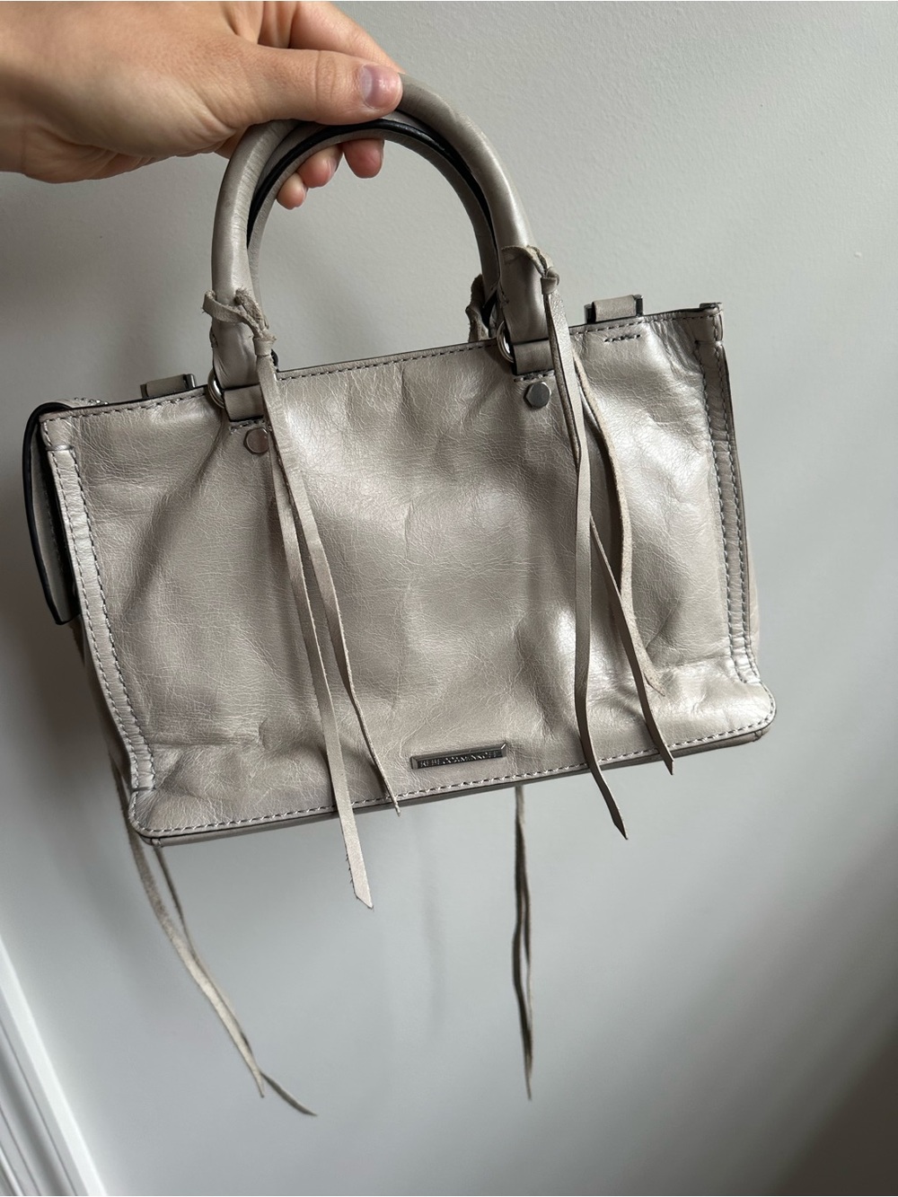Rebecca Minkoff Leather Satchel in Light Gray